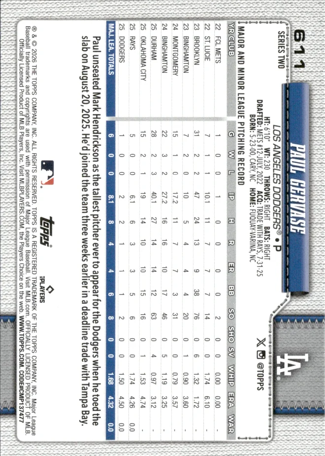 Paul Gervase card back