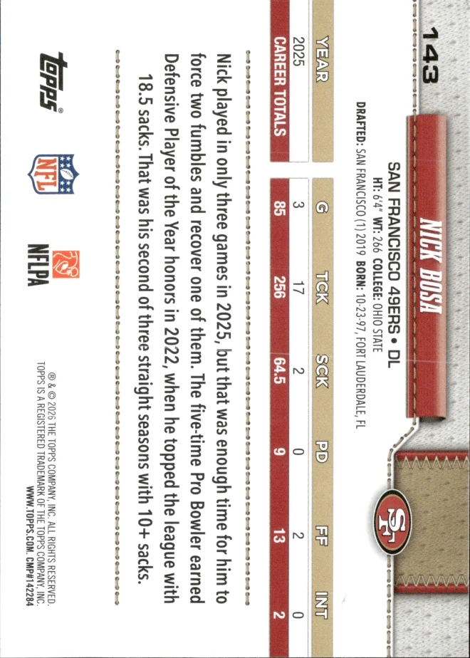 Nick Bosa card back