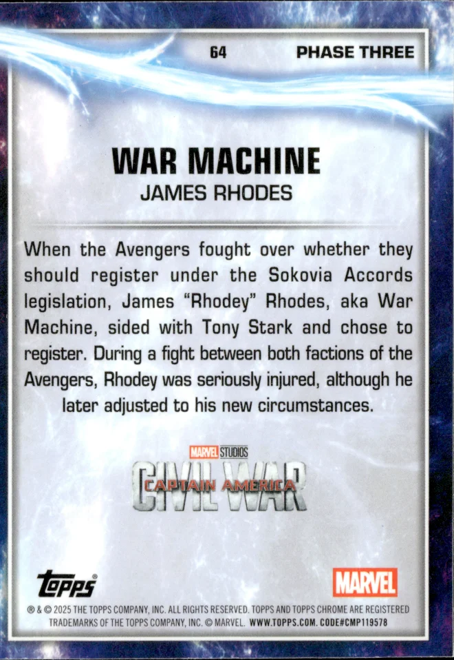 War Machine card back