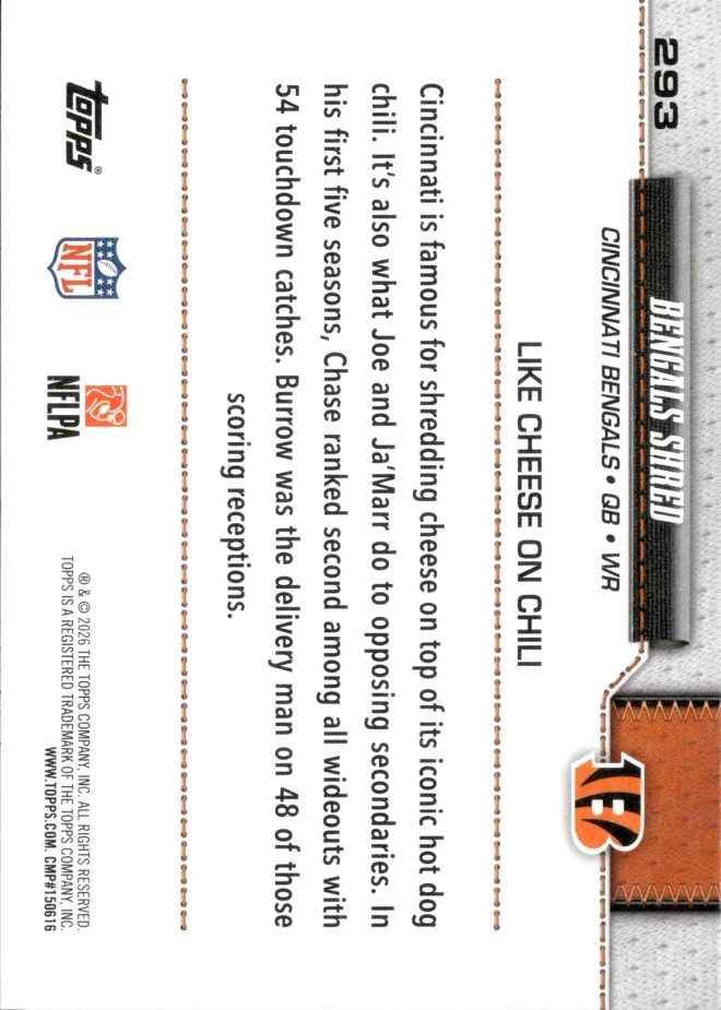 Bengals Shred card back