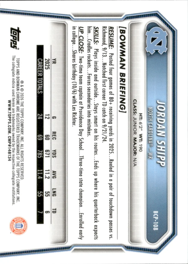 Jordan Shipp card back
