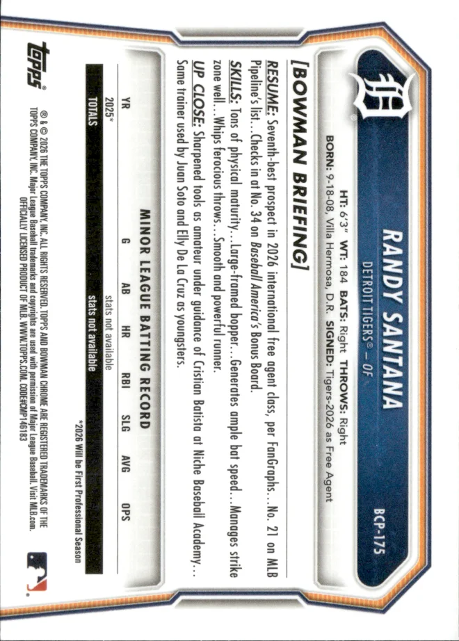 Randy Santana card back