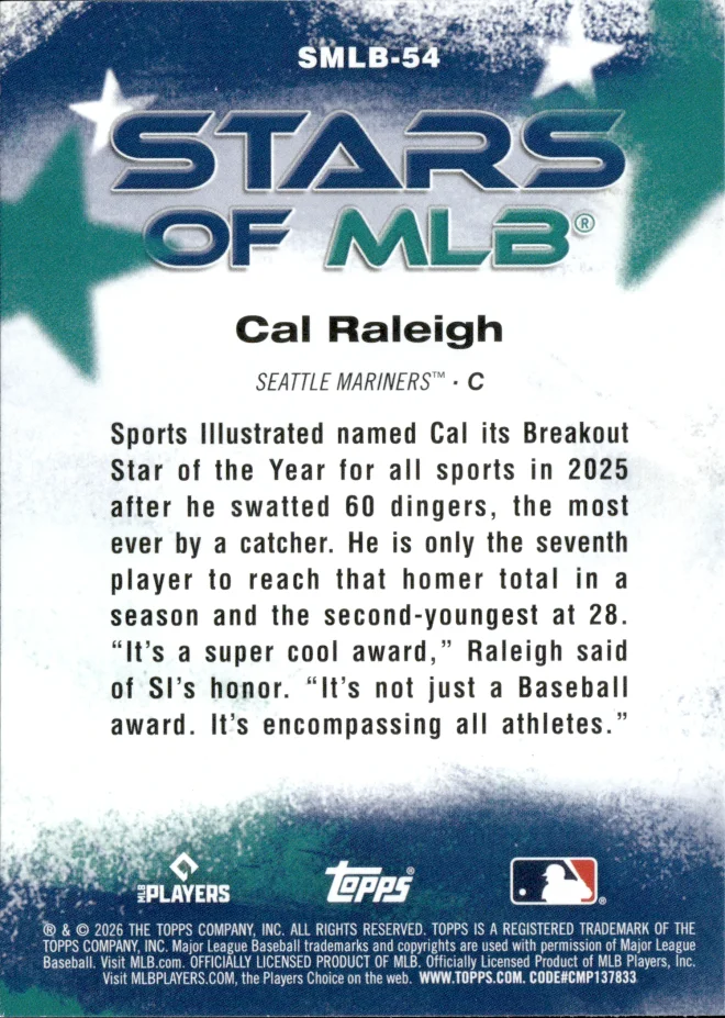 Cal Raleigh card back