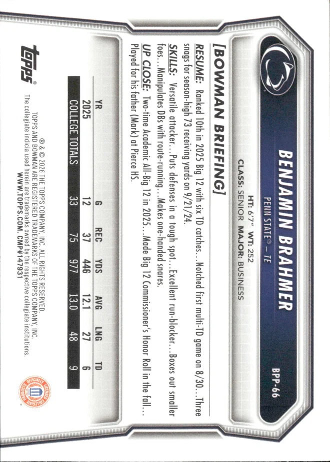 Benjamin Brahmer card back