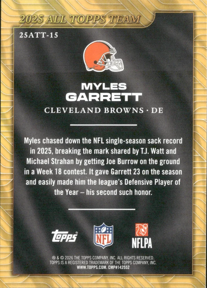 Myles Garrett card back