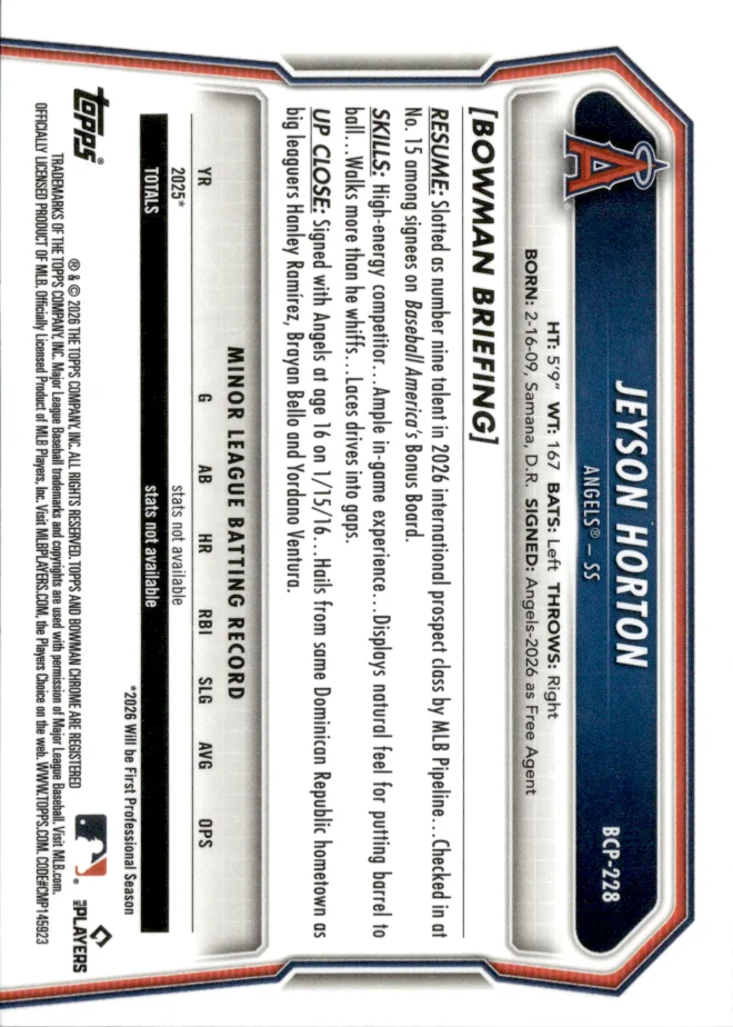 Jeyson Horton card back