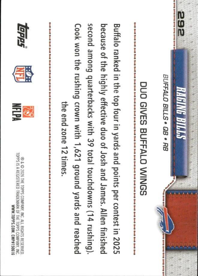 Josh Allen / James Cook card back