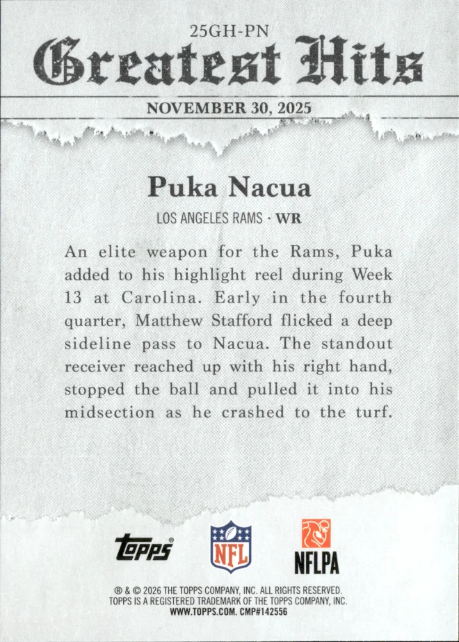 Puka Nacua card back