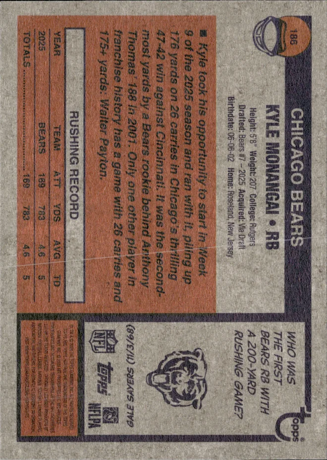 Kyle Monangai card back