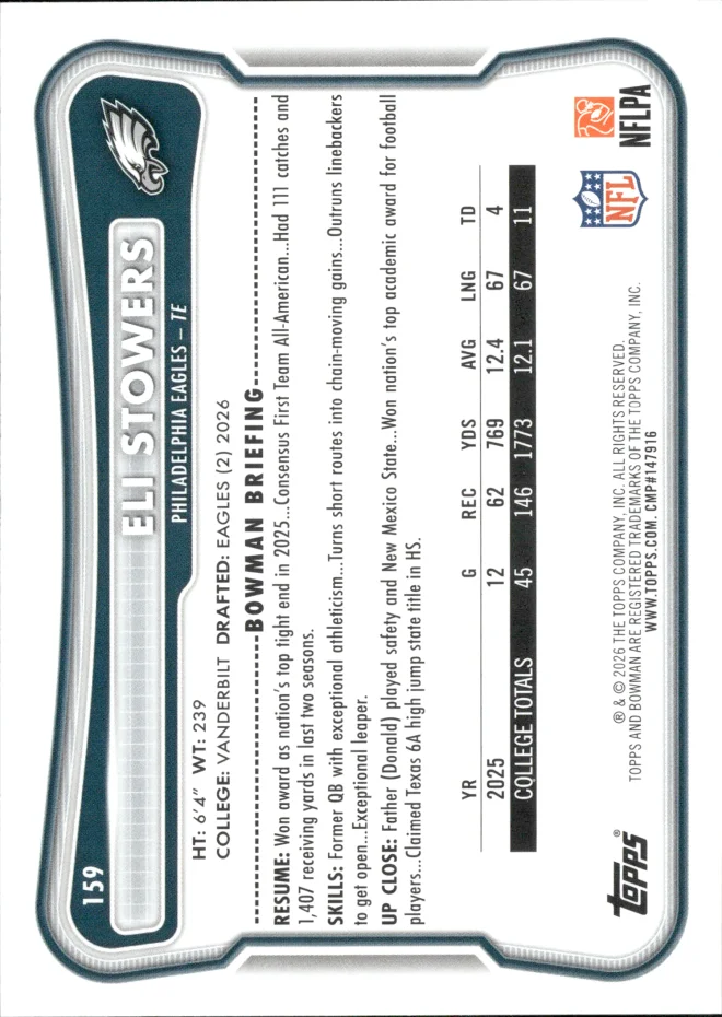 Eli Stowers card back