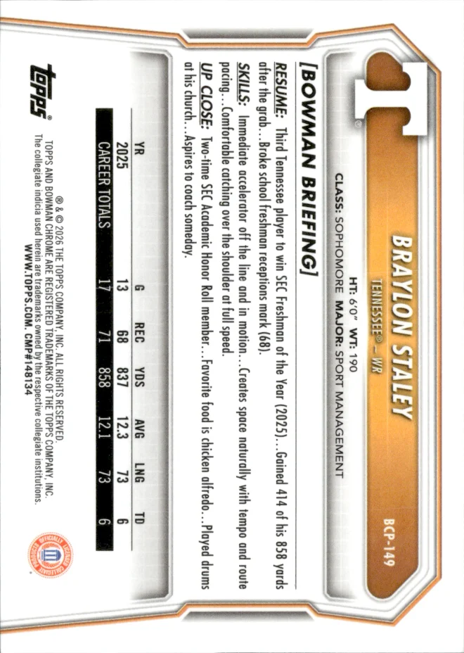 Braylon Staley card back