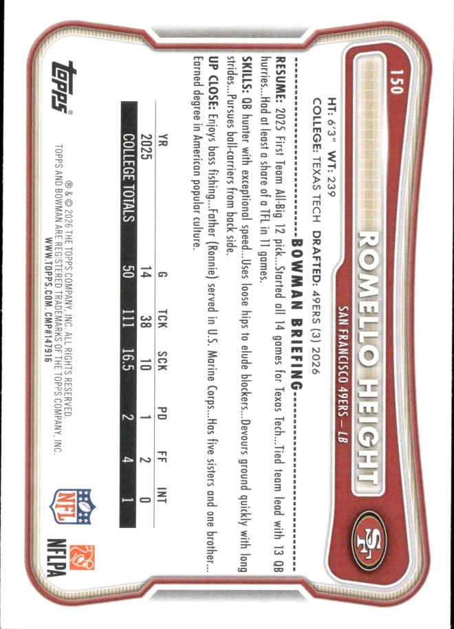 Romello Height card back
