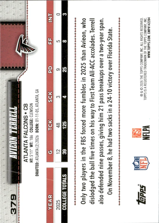 Avieon Terrell card back