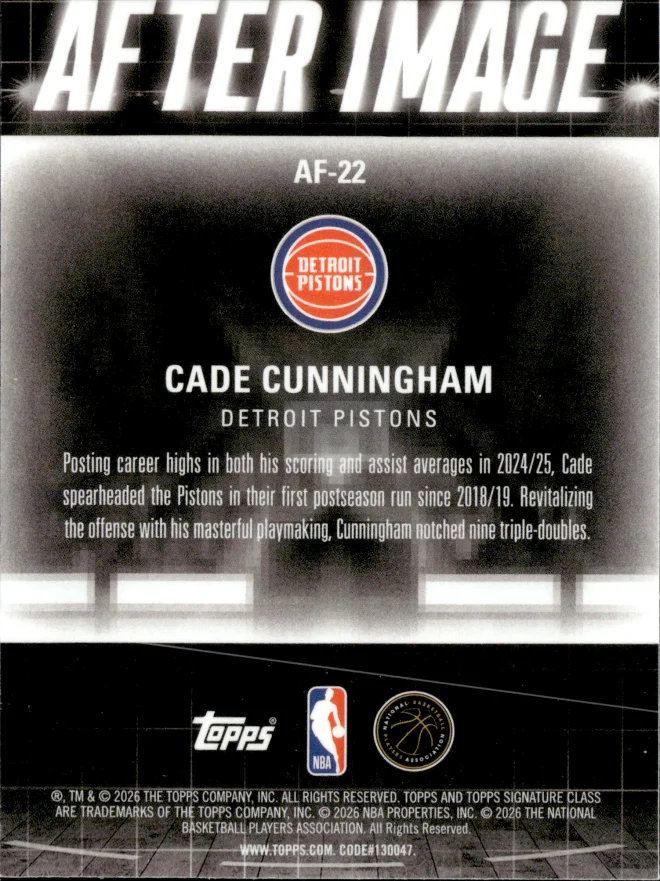 Cade Cunningham card back