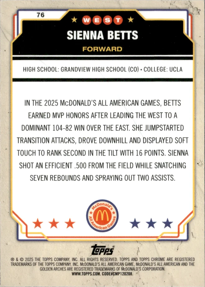 Sienna Betts card back