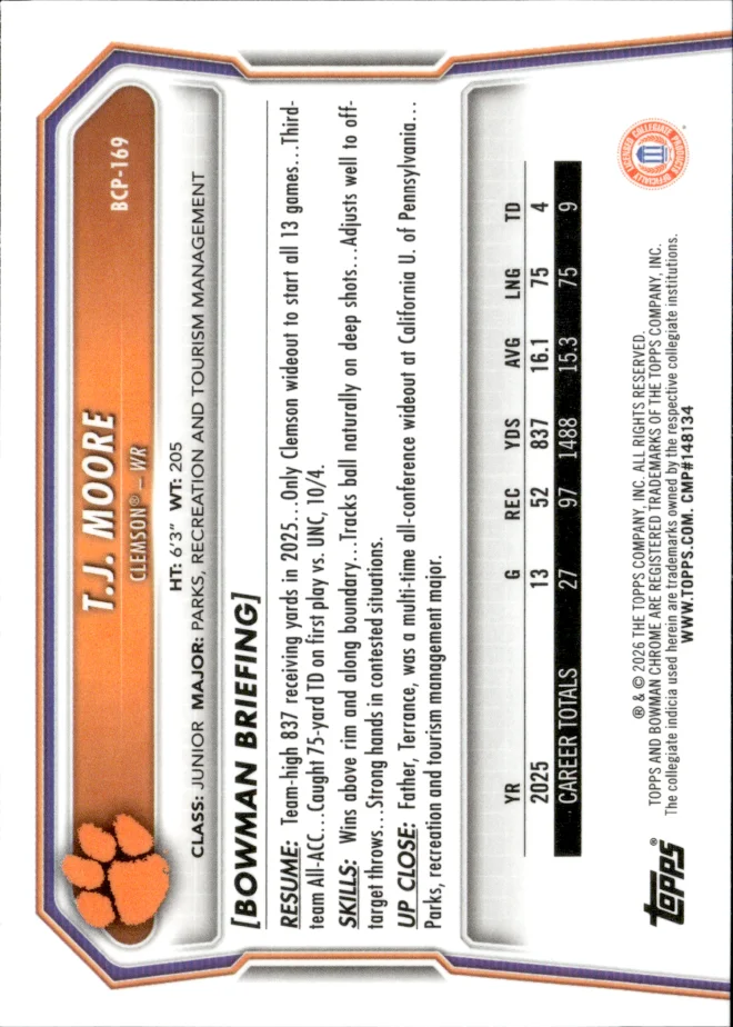 T.J. Moore card back