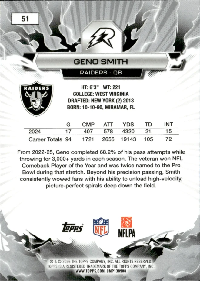 Geno Smith card back