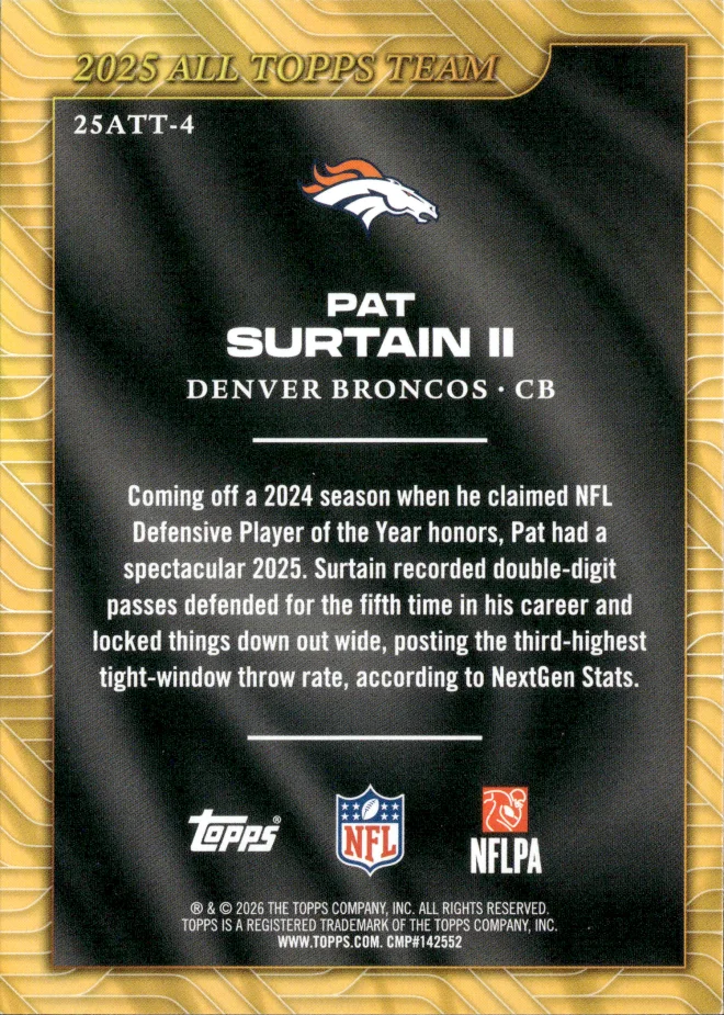 Pat Surtain II card back