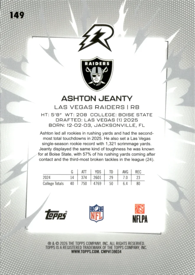 Ashton Jeanty card back