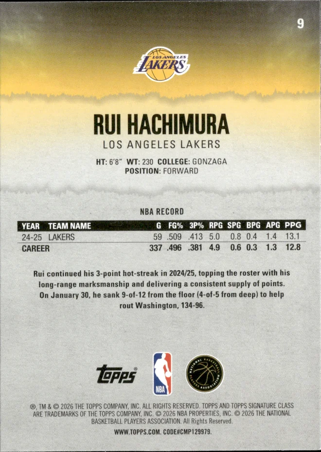 Rui Hachimura card back