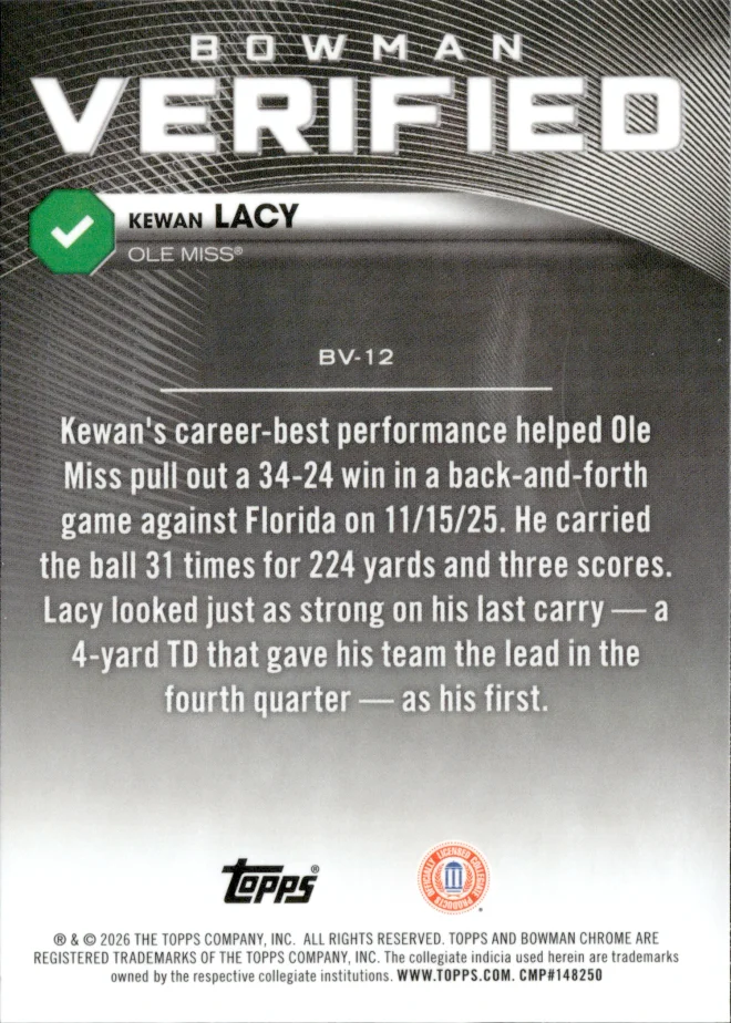 Kewan Lacy card back
