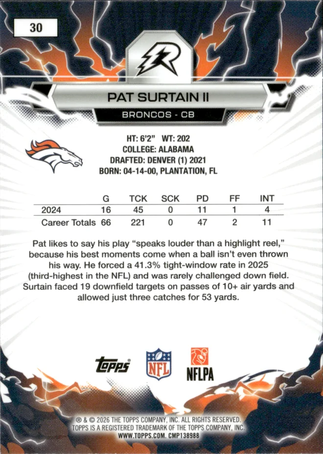 Pat Surtain II card back