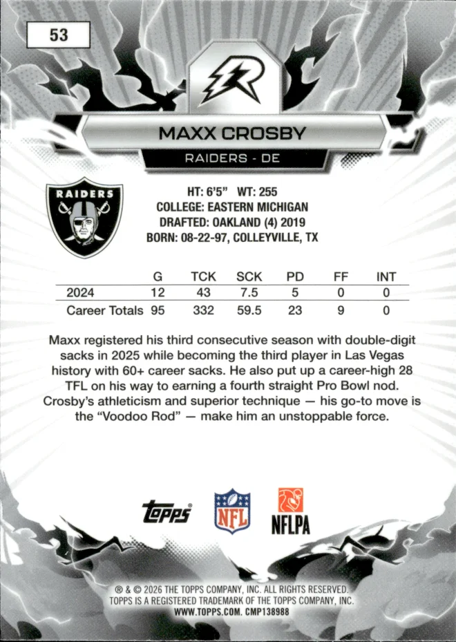 Maxx Crosby card back