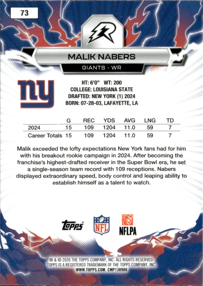 Malik Nabers card back