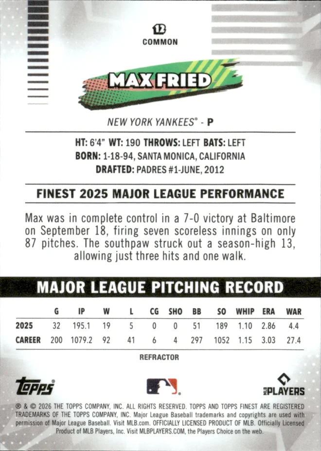 Max Fried card back