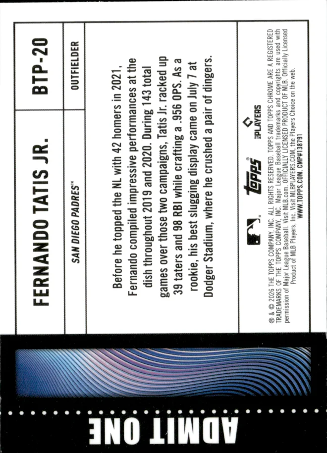 Fernando Tatis Jr. card back