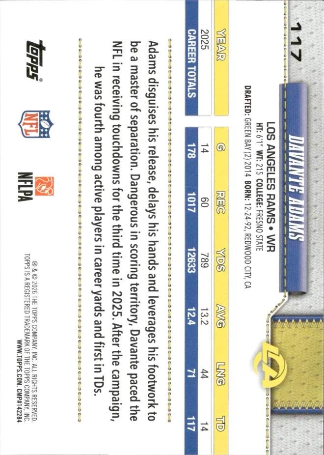 Davante Adams card back