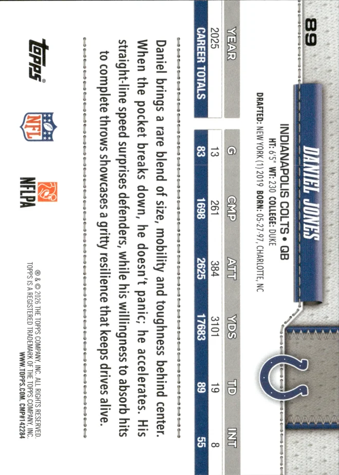 Daniel Jones card back