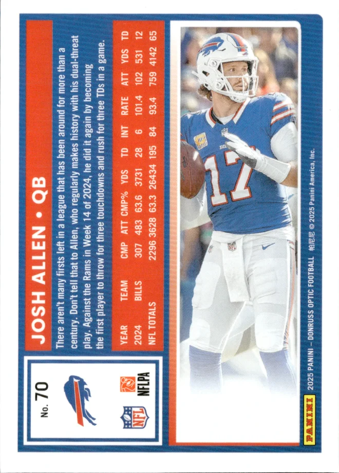 Josh Allen card back