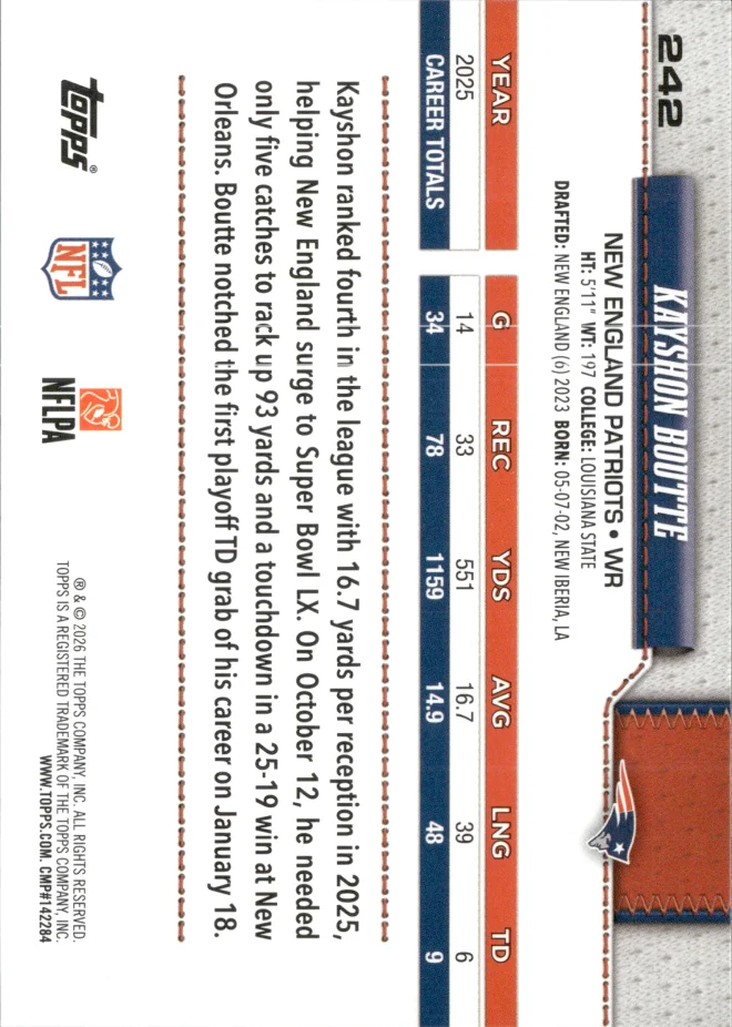 Kayshon Boutte card back