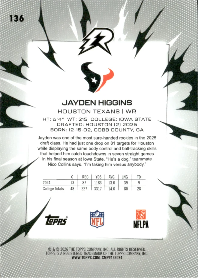 Jayden Higgins card back