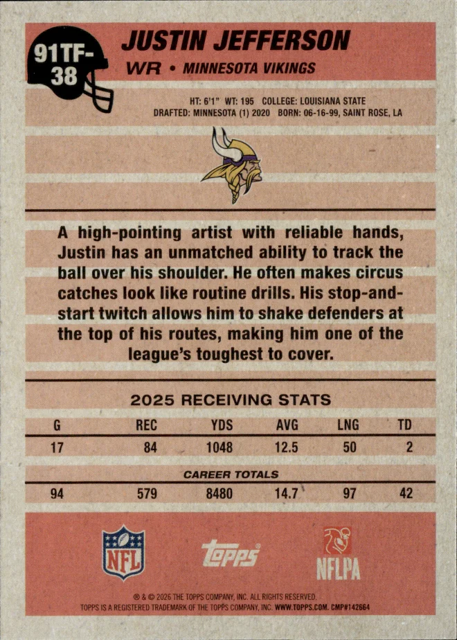 Justin Jefferson card back