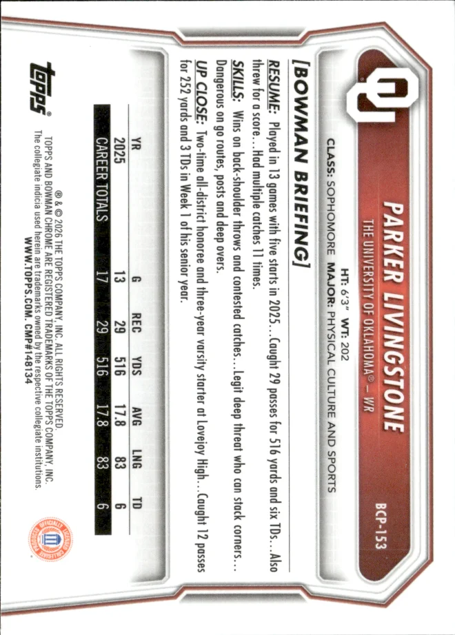 Parker Livingstone card back