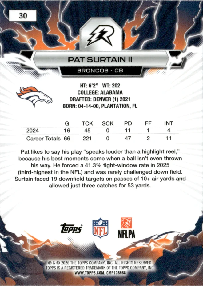 Pat Surtain II card back