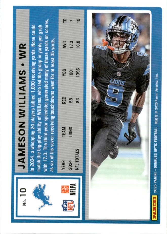 Jameson Williams card back