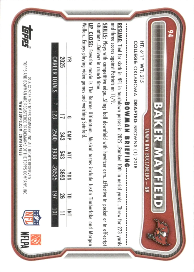 Baker Mayfield card back