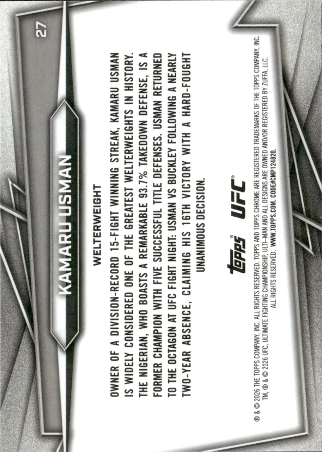 Kamaru Usman card back