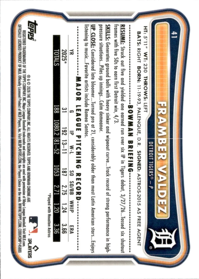 Framber Valdez card back