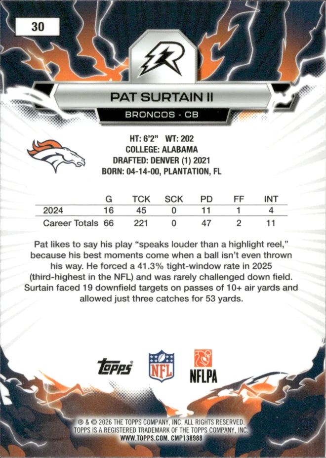Pat Surtain II card back