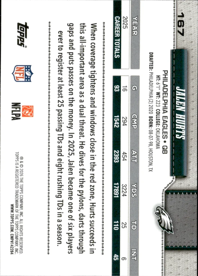 Jalen Hurts card back