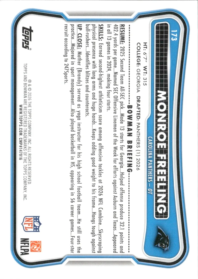 Monroe Freeling card back