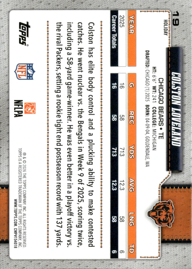 Colston Loveland card back