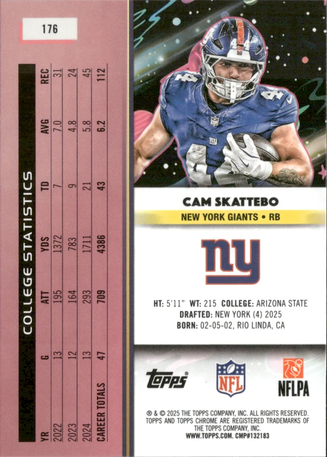 Cam Skattebo card back
