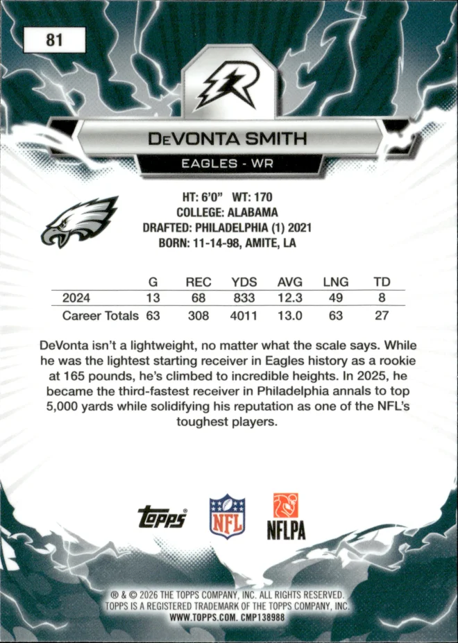 DeVonta Smith card back
