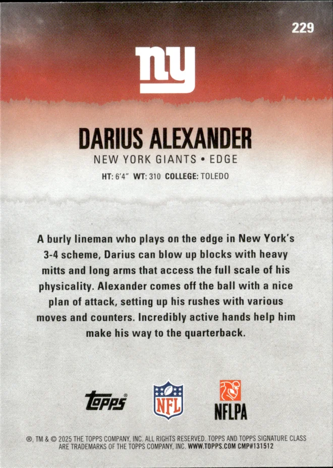 Darius Alexander card back