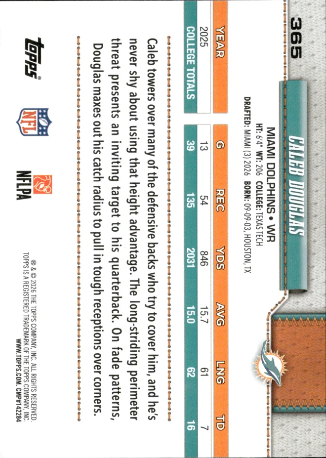Caleb Douglas card back